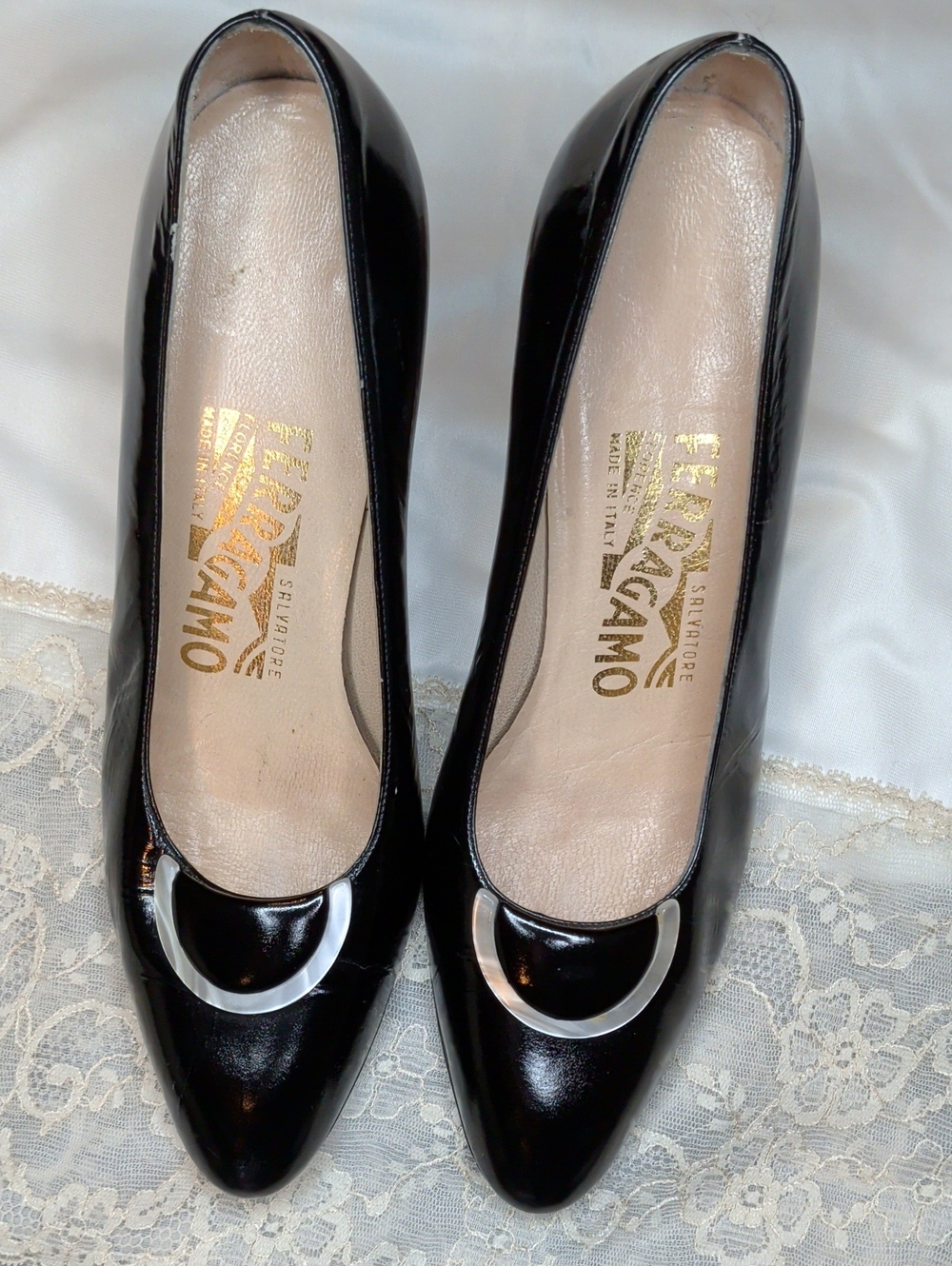 Vintage 60s Salvatore Ferragamo Pumps Women's Black Heels sz 5 1/2 B MCM